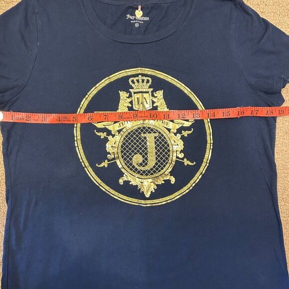 AUTHENTIC JUICY COUTURE GOLD NAVY GRAPHIC TEE - Picture 7 of 9